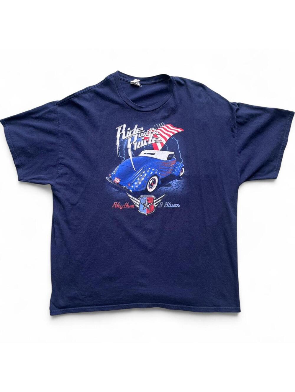Vintage Rhythm & Blues Hot Rod Graphic Navy T-Shirt Size 2XL